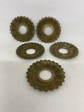 Brass Spain BOBECHES Lot of 5 Candleholder Lamp Chandelier 2 3/4" D 4 pin holes