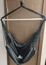 Y-STOP Hammock Chair Swing Macrame Rope Dark Gray Max 500 Lbs No Cushions