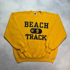 Vintage 90's Russell Athletic Beach Track Crewneck Sweatshirt XL Yellow USA Made
