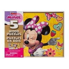 Disney Junior Minnie Mouse Puzzle Set of 5 Wood Puzzles 4 - 8 pc 1 - 24 pc