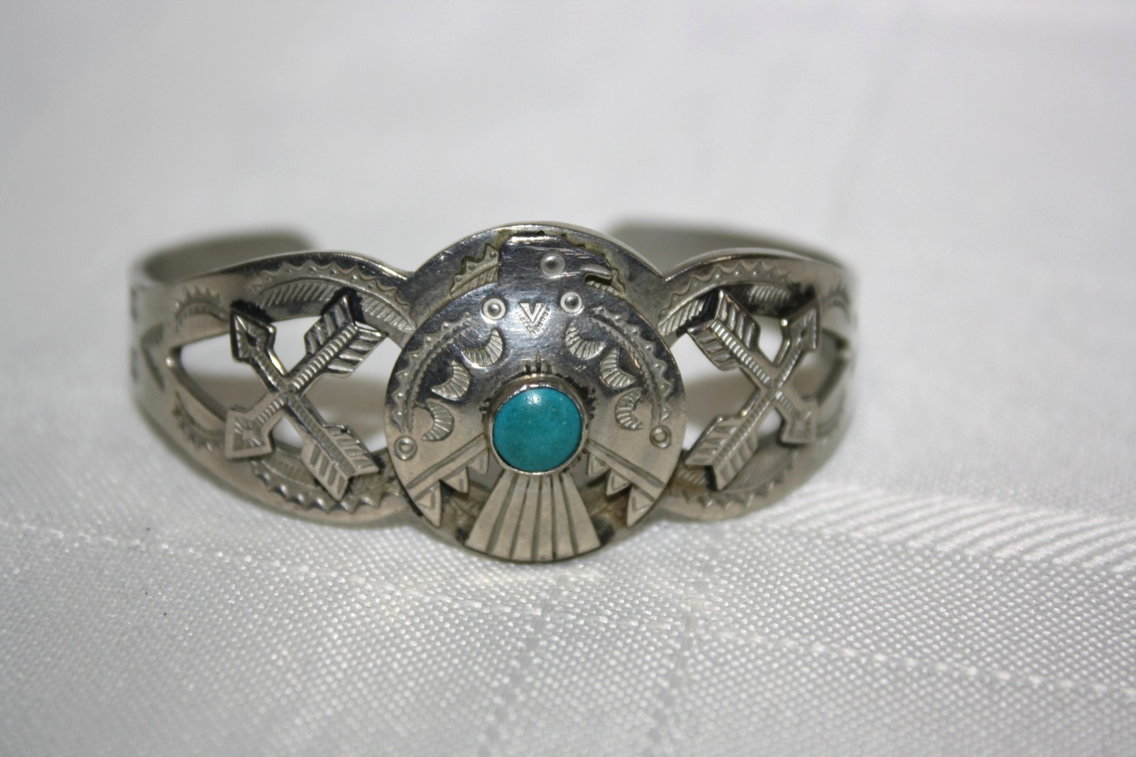 Vintage Fred Harvey Era Navajo Coin Silver Turquoise … - Gem