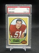 1970 Topps FB Card # 51 Jim Lynch Kansas City Chiefs HOF ROOKIE RC PSA 7 NM. rookie card picture