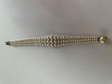 Perlenarmband dreireihig, weiß, ca. 19 cm, silberfarben