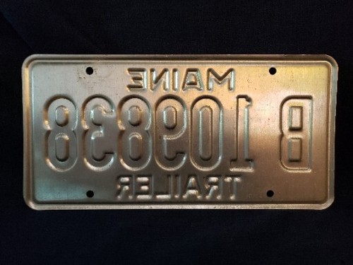 Maine 2011 Anhänger Nummernschild ""B 109838" blau auf weiß sehr guter Zustand - Bild 2 von 2