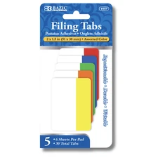Premium PET Filing Tabs, Colorful 2" x 1.5", 30 Pack Durable Adhesive Index Tabs