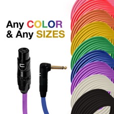 3-Pin XLR Female - Right Angle 1/4" TS Unbalanced Mono Cable Custom Length Color