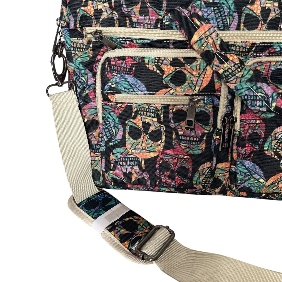 Bolso Bandolera EZrelia Colorido Estampado de Calavera Mensajero Multi Bolsillo Foto 3 de 4