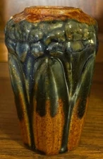 1920s Brush McCoy Amaryllis Miniature Vase, Cobalt & Brown, 4.25", Mint!