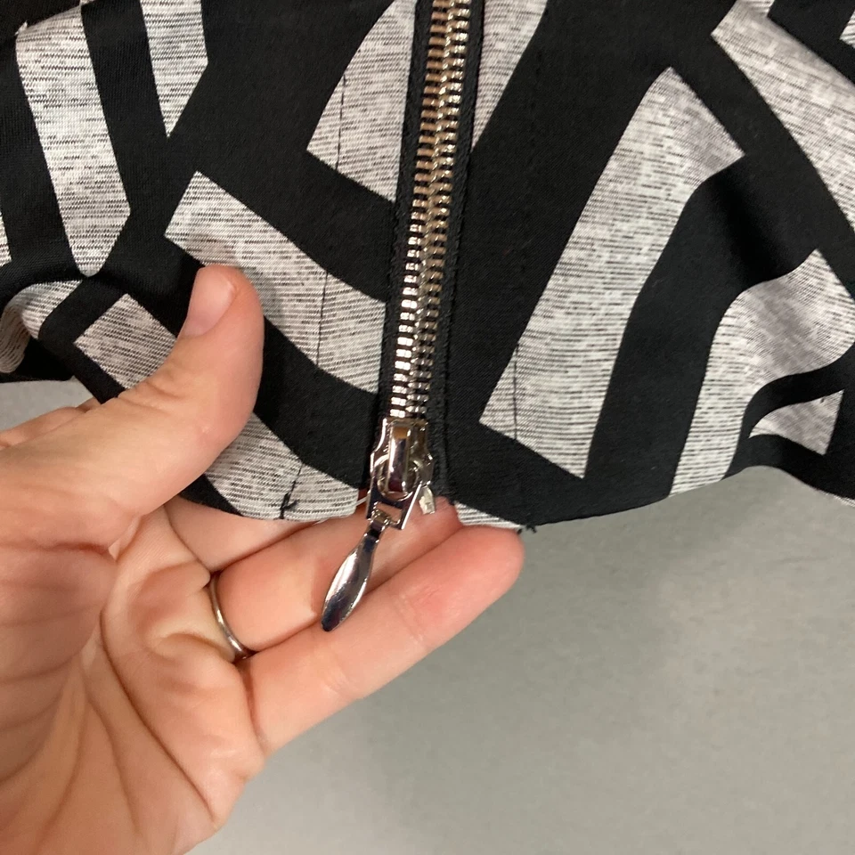 Joseph Ribkoff черный серый печать резинке Blazer куртка молнии застежки 3/4 рукав США 8 - Изображение 2 из 4