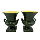 Red Wing Pottery Trophy Urn 871 Pair Woodland Green Yellow Vintage MCM