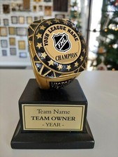 FANTASY HOCKEY TROPHY CHAMPIONSHIP RING AWARD NEW 5 1/4" TALL RESIN P~RFC883 #