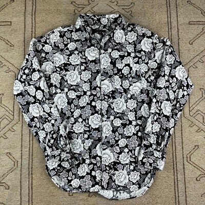 Engineered Garments schwarz weiß Blumenmuster Knopfleiste Hemd Größe Small