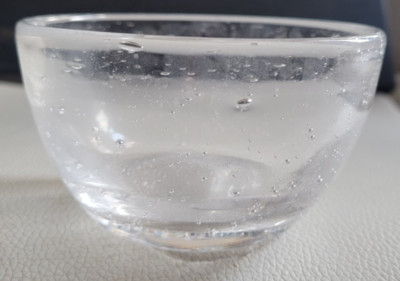 Clear Blown Glass 3.5'' Round 2'' Deep Air Bubbles Dessert Ice Cream Votive Cute