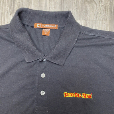 Taco Del Mar Employee Polo Shirt Mens XLarge Black Embroidered Logo Short Sleeve