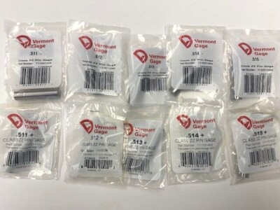 VERMONT GAGE PIN GAGE  CHOOSE SIZES  .511 .512 .513 .514 .515 + OR -  PLUS MINUS