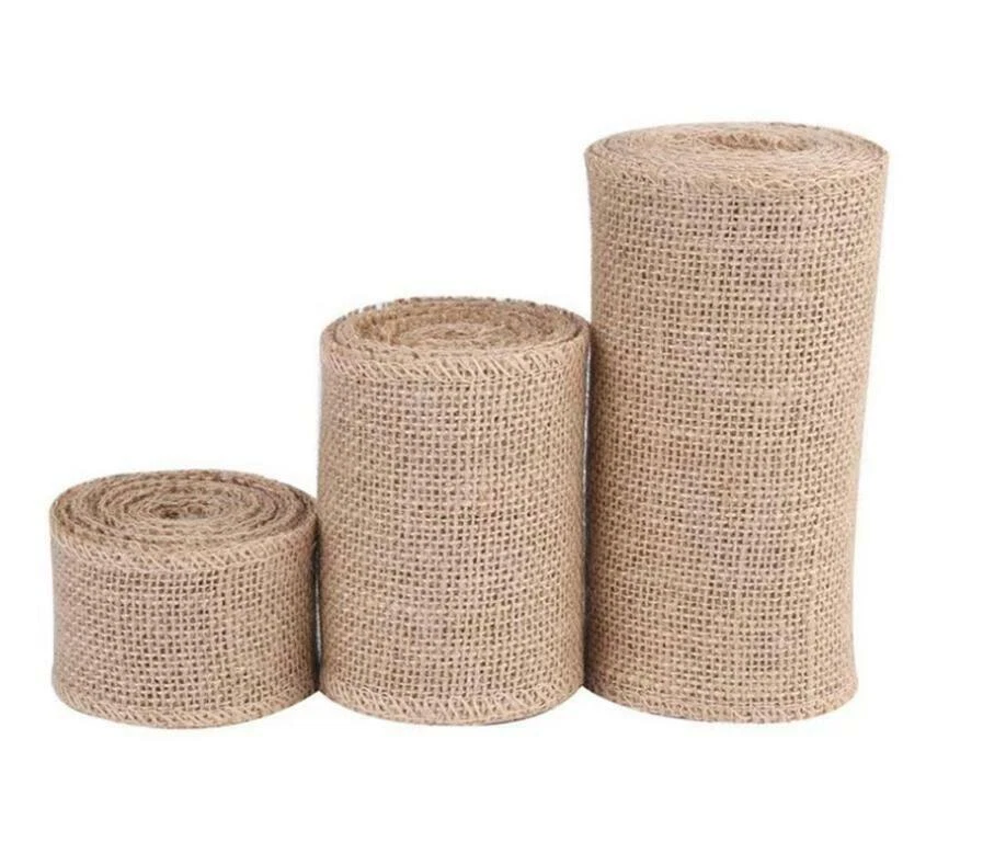 10M Roll Fabric Hessian Table Runner Sash Chair Burlap Jute Wedding Party Decor - Image 2 of 4
