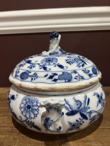 Antique Meissen Blue Porcelain Jar With Lid - Picture 2 of 6