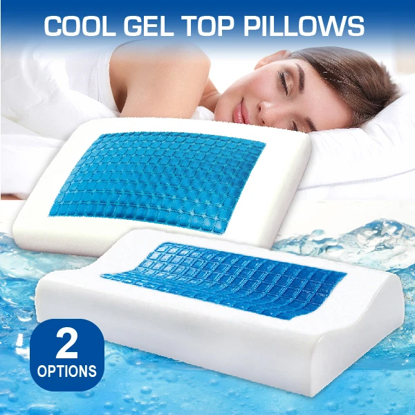 Deluxe Memory Foam Pillow with Cooling Gel Top & Zipper Cover-Flat&Curve  Shaped