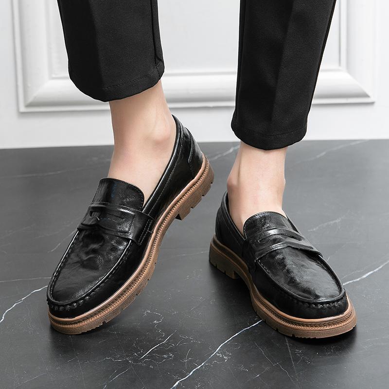 SAOLA Abito da uomo business leisure pump creeper punta rotonda britannica scarpe pull on Oxford
