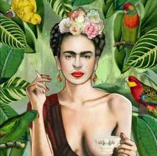FRIDA KAHLO ABSTRACT - DECOR LARGE WALL ART CANVAS FRAMED PICTURE 20x20 INCH