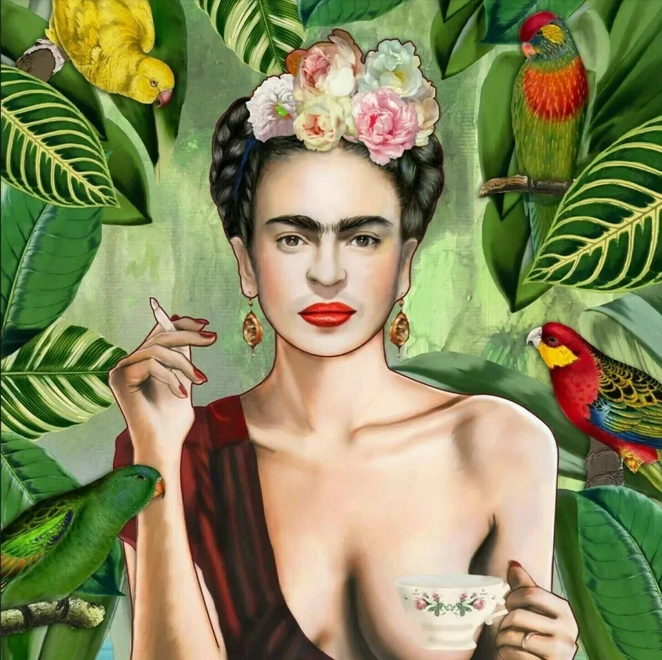 FRIDA KAHLO ABSTRACT - DECOR LARGE WALL ART CANVAS FRAMED PICTURE 20x20 INCH