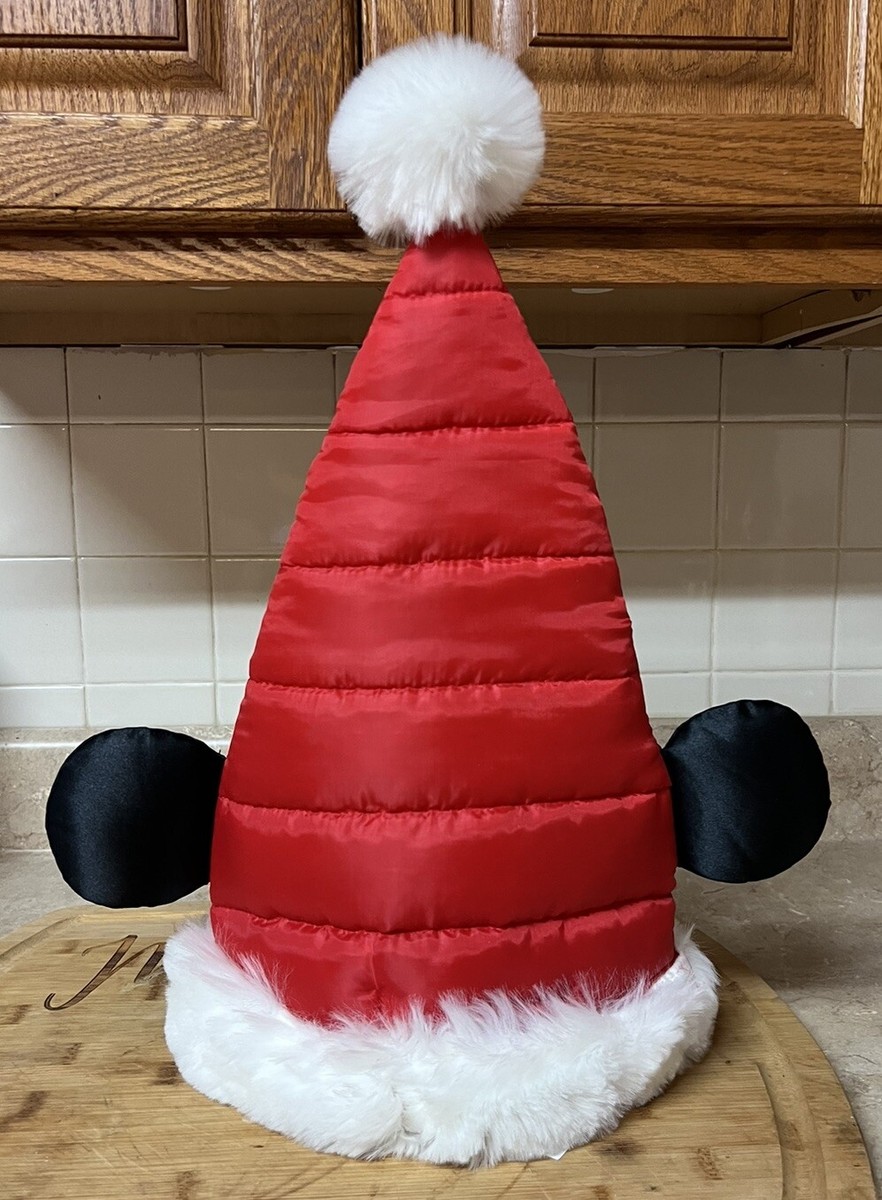 ❤️Disney Parks Christmas Holiday Mickey Mouse Quilted Santa Hat