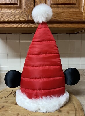 ❤️Disney Parks Christmas Holiday Mickey Mouse Quilted Santa Hat