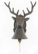 Upper Deck Cast Iron Deer Dinner Bell for Yard Art Wall Hanging Garden