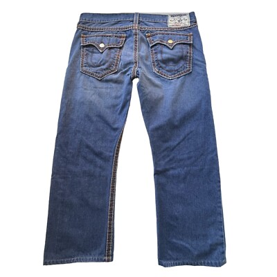TRUE RELIGION STRAIGHT 28 インチ True Religion Jeans Mens 40x28 Blue Straight Flap Pocket