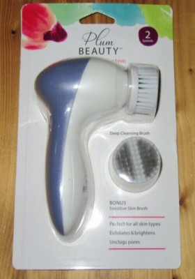 Plum Beauty NIP 1 of ea Deep & Sensitive Brushes Facial Cleansing System