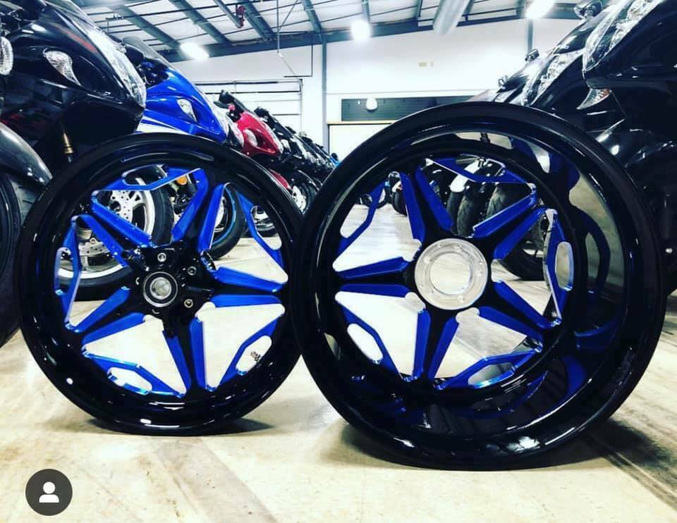 BLACK AND BLUE 240 SPEED STAR WHEELS FOR 2012-2020 Kawasaki Nina