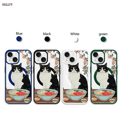Magnetic Phone Case For iPhone16 15 14 13 12 11Pro Max XS ShockproofRamen cat - Picture 14 of 14