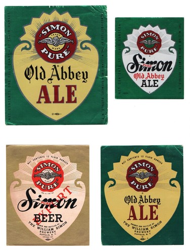 The William Simon Brewery, Buffalo, N.Y. - 5 x old beer labels - see 2 scans