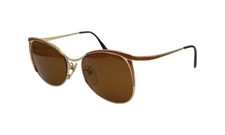 Vintage Ensemble Brown Gold Oval Sunglasses Japan W/ NEW LENSES