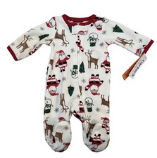Carter's Baby Santa Christmas Fleece Footed Zippered Pajama 3M NWT