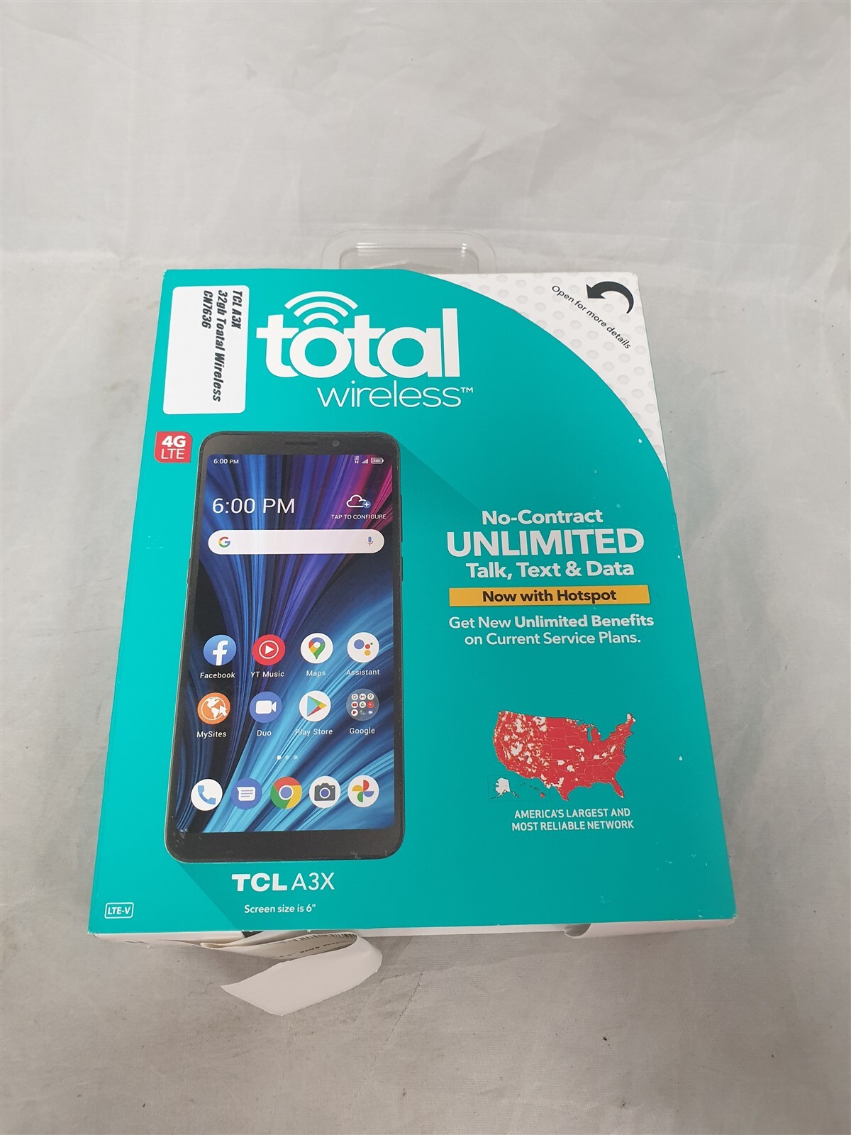 TCL A3X Unlimited No-Contract Cell Phone 32GB Black (Total Wireless) NEW CN7636