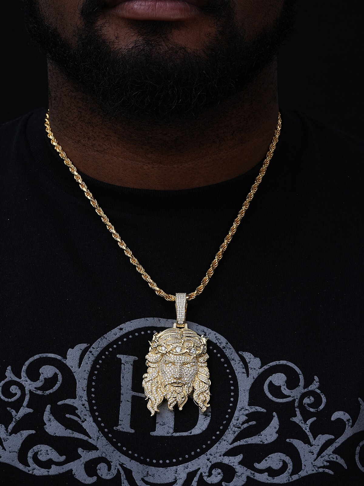 MOISSANITE Real 14k Gold Vermeil 925 Silver Iced Jesus Piece Pendant ...