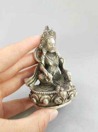 Estátua pequena chinesa de cobre branco Vajrasattva Buda - Imagem 2 de 4
