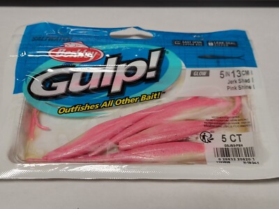 1 Pack of 5 Berkley Gulp 5'' Jerk Shad PINK SHINE COLOR - FREE SHIPPING