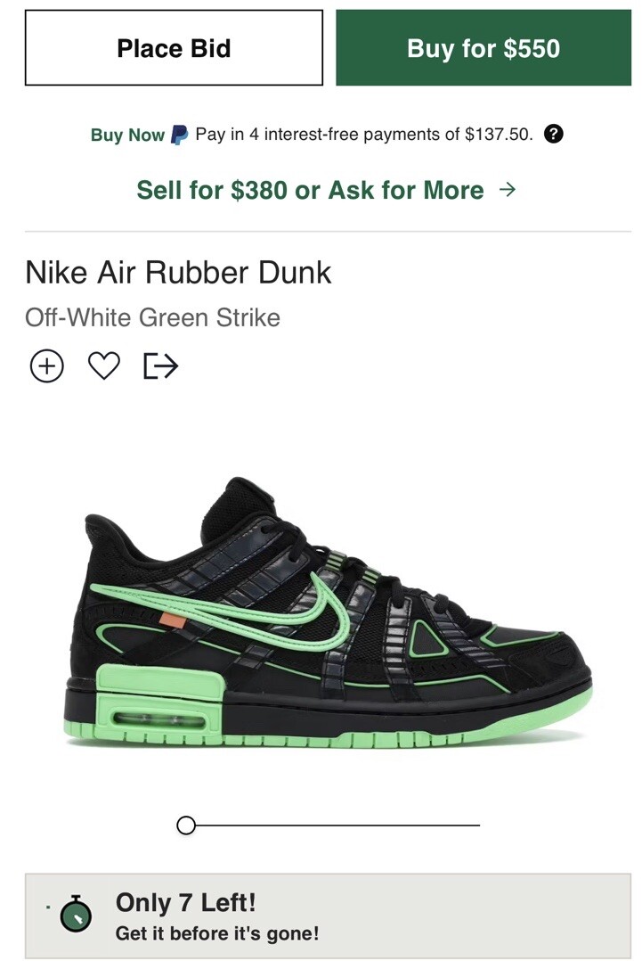 OFF WHITE X NIKE 9 M Nike Air Rubber Dunk x bianco sporco verde basso a strisce