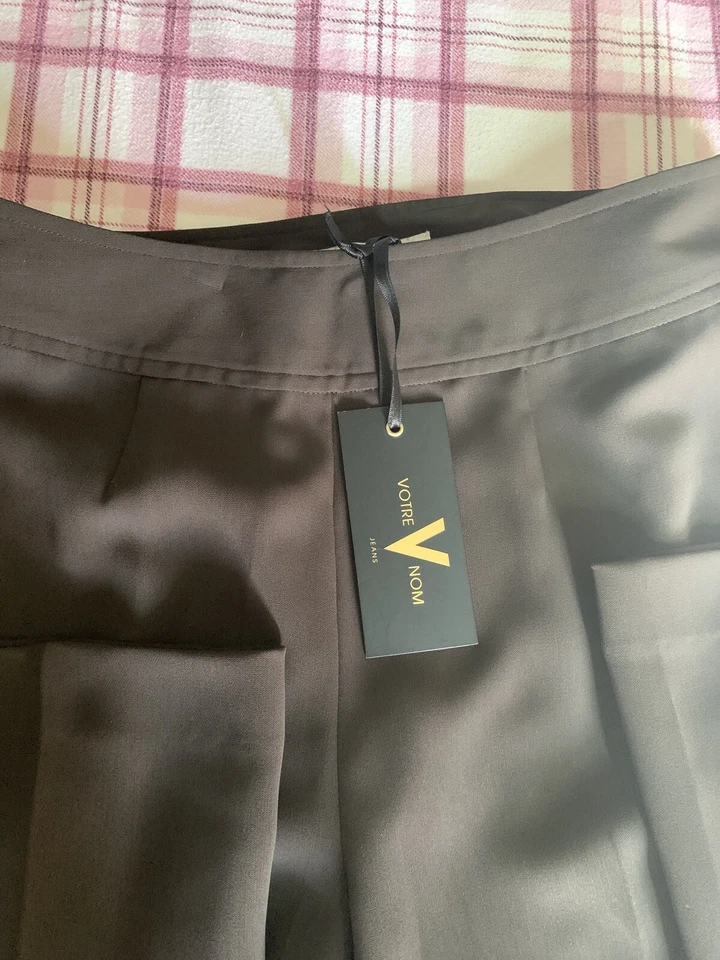 Votre Nom Collection Pantalones Sin Forro Marrón Chocolate Poliéster Cremallera Lateral Talla 4 Foto 2 de 4