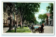 Broadway and American Adelphi Saratoga Springs New York Vintage Postcard 