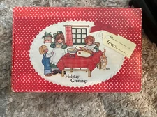 Vintage Red And White Polka Dot Paper Box "Holiday Greetings"