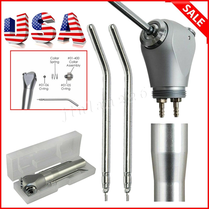 Dental 3 Way Air Water Syringe Triple Spray Handpiece with 2 Nozzles Tips Tubes