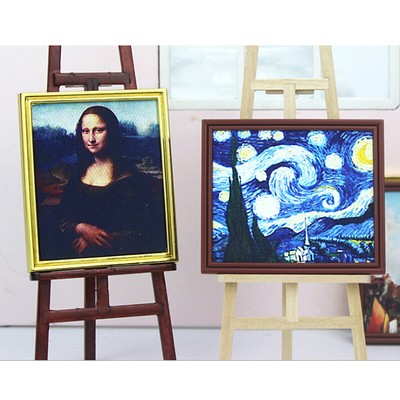 Dollhouse Miniature 1:12 Decorative Wooden Frame Oil Painting DIY OY _r1