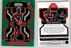 Greg Brown III 2021-22 Prizm Green Wave #291 RC Rookie Trail Blazers Fanatics
