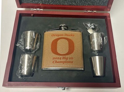 Oregon Ducks 2024 Big 10 Champions 6 oz Flask w opt presentation box - Opt flask