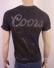 vintage 90s rare Coors Beer T-Shirt Double Sided Tee Brews & Boots SZ S