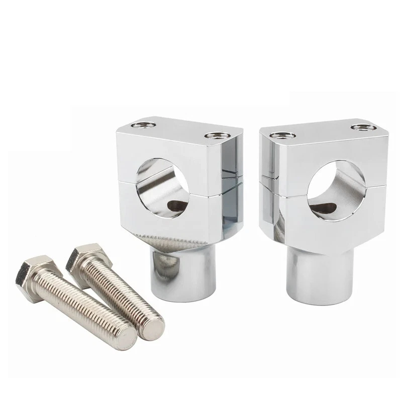 Chrome Motorcycle 7/8" 22mm Handlebar Riser Clamp For Harley Honda Suzuki Yamaha - Image 4 of 4