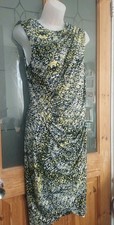 Ivy +Blu Grey & Yellow Ruched Fitted Dress Size 14